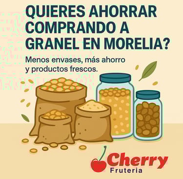 Sección de productos a granel en frutería en Morelia – arroz, legumbres y semillas