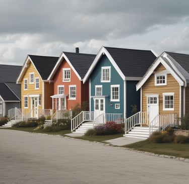 An interior view of a modern modular house showcasing open space.