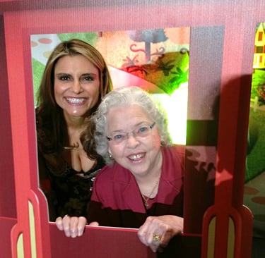 Angela Santomero and Joanne Rogers in Daniel tiger trolley