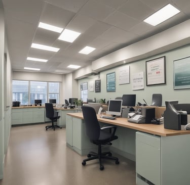 A professional and minimalistic office space representing Alinex Insurance.