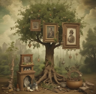 a tree with pictures of a family tree