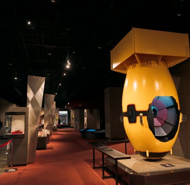Scale model of the atomic bomb displayed at the Nagasaki Atomic Bomb Museum
