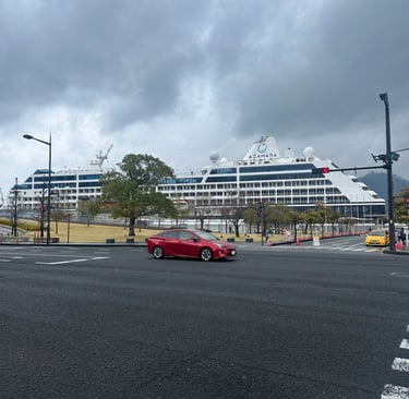 Cruise ship docked at Matsugae International Terminal in Nagasaki