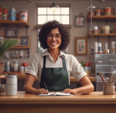 a woman in a yellow shirt smiles at the camera