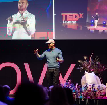 TED event speaker David JP Phillips speaking at a Novo Nordisk event in helsingborg