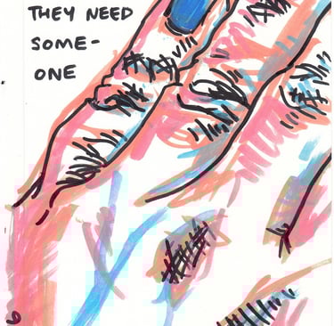 click here to go to the art - drawing of a hand with words
