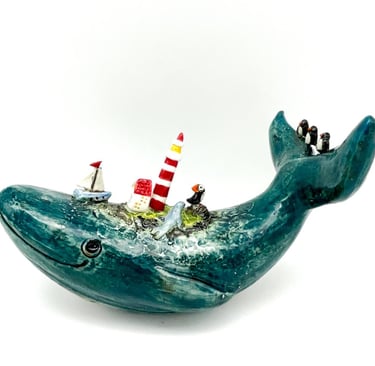 ceramic whale, high tide, island, lighthouse, puffins, yatch, sailing, seal, sea, 