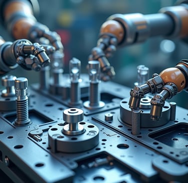 Vibration-resistant fasteners for robotics applications, including self-locking nuts, washers, Bolt