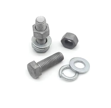 Hot-dip galvanized fasteners used in construction for durability