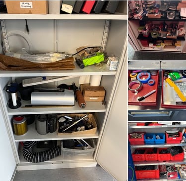 Materialschränke & Schubläden - die Nachteile: unnötige Zugriffs- und Suchzeiten