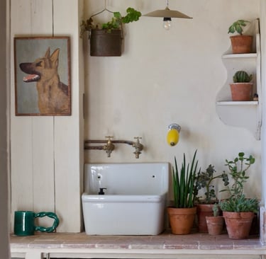 a sink countryside design, vintage decor, normandy, French cottage, Le Perche, Airbnb, farmhouse