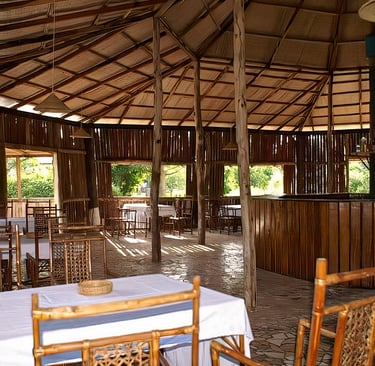 Een sfeervolle afbeelding van Sita Joyeh op het Baobab-eiland, omgeven door majestueuze baobabbomen 