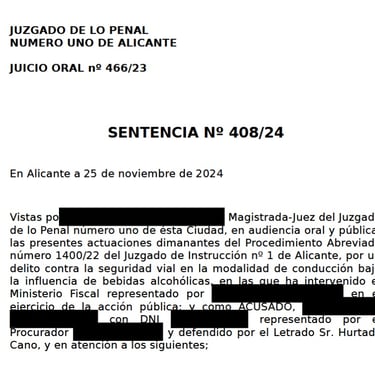 sentencia caso éxito alcoholemia