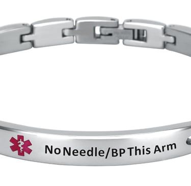 Smarter LifeStyle Elegant Medical ID Bracele,durable surgical-steel design with “No Needle...