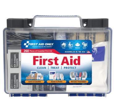 First Aid Only 260-Piece Kit — a reliable, all-purpose first aid box with plenty of supplies 