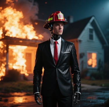 a fireman and a house on fire 