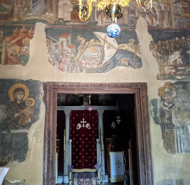 14th century frescoes inside the Holy Church  of Saint Nicholas in Thessaloniki, , Greece