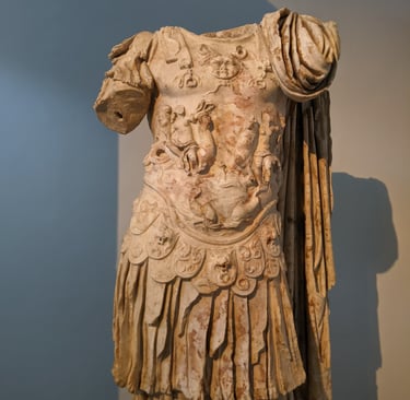marble  statue of a torso at the archaeological museum of thessaloniki in Greece