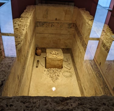 a grave site at the Archaeological musem of Thessaloniki in Greece