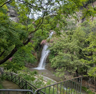 waterfall and garden in the National Botanical Garden in Tbilisi georgia