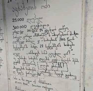 Georgian history writen on the walls of Baratashbili Bridge Underpass in Tbilis Georgia