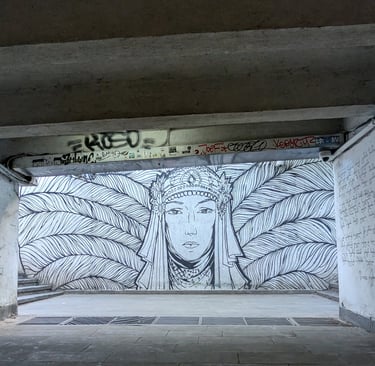 street art at Baratashbili Bridge Underpass in Tbilisi Georgia 