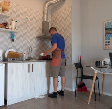 kitchen of Scandinavian Elegance & Georgian Hospitality apartment in Tbilisi Georgia 