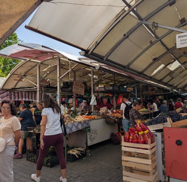 lively outdoor market in Novi Sad Serbia