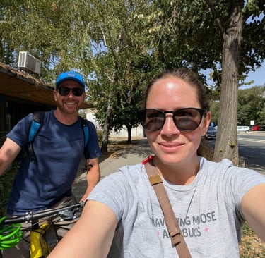 Don and Samanthas riding bikes through Novi Sad Serbia 