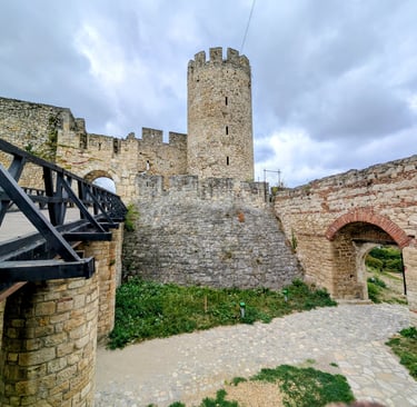 the walls and tower in Belgrade fortress in Belgrade Serbia 