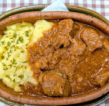 a delicious  meal of Golach and mashed potatoes in Belgrade Serbia 