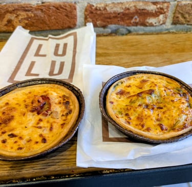 two delicious quiches from LULU Bakery in Belgrade Serbia 