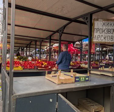 produce venders at Kalenić Green Market Пијаца Каленић Belgrade Serbia 