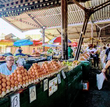 an egg vender at the Green Market in Nis Serbia
