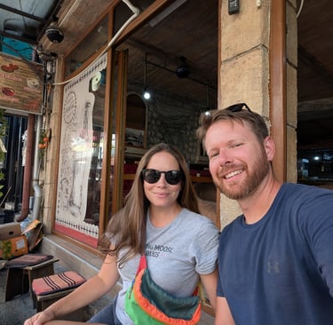 Don and Samantha at Tako Mako Cafe in Skopje North Macedoina