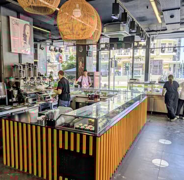 Melie bakery counter in Thessaloniki Greece 