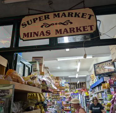 store front of Minas Market in Petra Greec