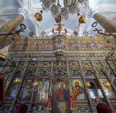 Inside of the Holy church of the Virgin Mary  Glykophilousa in Petra Greecelh 