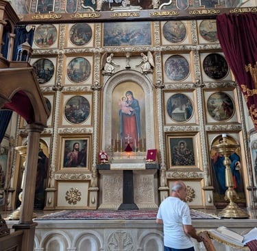 Icons in St george Cathedral of Tbilisi in Tbilisi Georgia