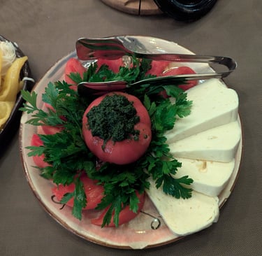tomato and cheese salad from Cafe Daphne in Tbilisi Georgia 
