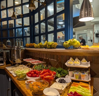 Breakfast buffet at the Grand Opera Hotel in Kutaisi Georgia