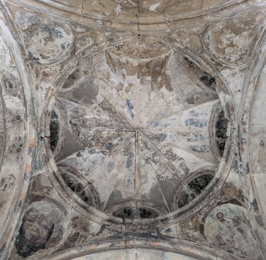 Frescos on a dome ceiling at  Bagrati Cathedral in Kutaisi Georgia