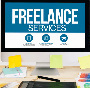 a desktop computer monitor screen displaying a freelance