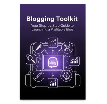 A book cover for Blogging Toolkit: Your Step-by-Step Guide to Launching a Profitable Blog