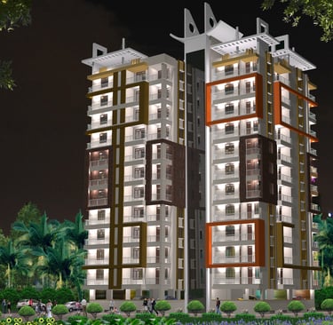 a tall building with a lot of windows and a lot of trees