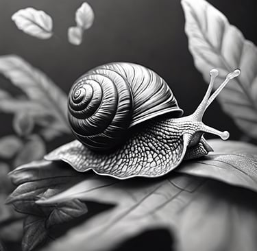 AI snail Art black white