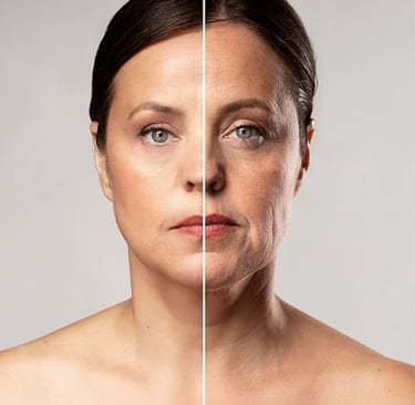 a woman with face retouching