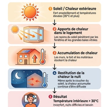 Infographie illustrant le phénomène de bouilloire thermique