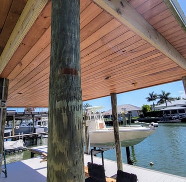 Replaced tongue and groove boathouse ceiling