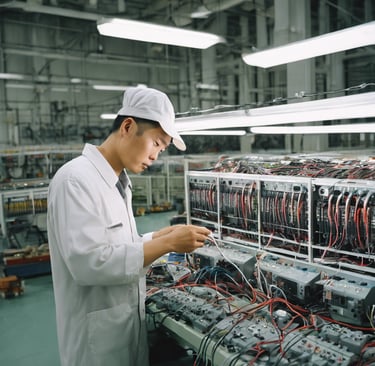 a man doing product quality inspection